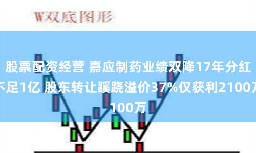 股票配资经营 嘉应制药业绩双降17年分红不足1亿 股东转让蹊跷溢价37%仅获利2100万